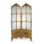 19th Century Rococo Giltwood Two-Fold Mirrored Floor Screen