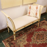 Cream-Lacquered and Parcel-Gilt Window Seat in the Directoire Manner