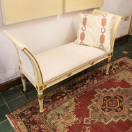 Cream-Lacquered and Parcel-Gilt Window Seat in the Directoire Manner