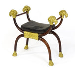 Curule X-Frame Stool with Gilt Rams' Heads and Hoof Feet