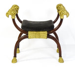 Curule X-Frame Stool with Gilt Rams' Heads and Hoof Feet