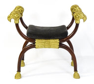 Curule X-Frame Stool with Gilt Rams' Heads and Hoof Feet