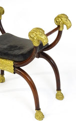 Curule X-Frame Stool with Gilt Rams' Heads and Hoof Feet