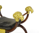 Curule X-Frame Stool with Gilt Rams' Heads and Hoof Feet