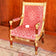 Empire-Style Mahogany and Parcel-Gilt Fauteuil in Red Cut Velvet