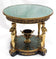 French Empire-Style Faux Malachite and Ormolu Gueridon with Caryatid Supports