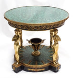 French Empire-Style Faux Malachite and Ormolu Gueridon with Caryatid Supports