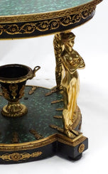 French Empire-Style Faux Malachite and Ormolu Gueridon with Caryatid Supports
