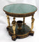 French Empire-Style Faux Malachite and Ormolu Gueridon with Caryatid Supports