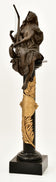 Gaston Veuvenot Leroux (1854-1942): 'Musicienne', Patinated and Gilt Bronze on Ebonised Pedestal