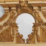 Italian Baroque-Style Painted and Parcel-Gilt Architectural Cresting with Mirror