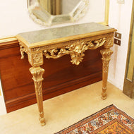 Italian Carved Giltwood Console with Faux Marble Top
