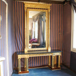 Italian Neoclassical Giltwood Console and Mirror with Black Marble Top