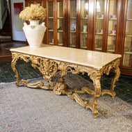 Large Italian Carved Giltwood Centre Table with Marble Top in the Régence Manner