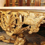 Large Italian Carved Giltwood Centre Table with Marble Top in the Régence Manner