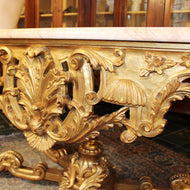 Large Italian Carved Giltwood Centre Table with Marble Top in the Régence Manner