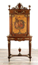 20th Century Louis XV-Style Vernis Martin Mahogany and Carved Giltwood Cabinet on Stand