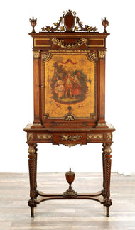20th Century Louis XV-Style Vernis Martin Mahogany and Carved Giltwood Cabinet on Stand