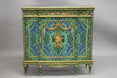 Louis XVI-style faux malachite and ormolu side cabinet — view 1