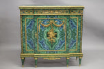 Louis XVI-Style Faux Malachite, Faux Lapis and Ormolu Side Cabinet