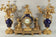 Louis XVI-Style Ormolu and Cobalt Porcelain Three-Piece Clock Garniture