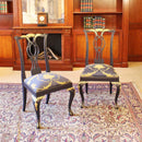 Pair of Black-Lacquered and Parcel-Gilt Side Chairs in the George III Manner