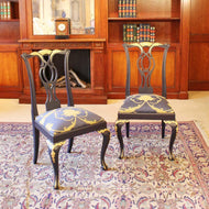Pair of Black-Lacquered and Parcel-Gilt Side Chairs in the George III Manner