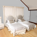 Pair of Italian Cream-Lacquered Single Beds in the Louis XVI Manner