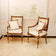 Pair of Italian Walnut and Parcel-Gilt Open Armchairs in the Louis XVI Manner