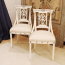 Pair of Italian White-Lacquered Side Chairs in the Directoire Taste