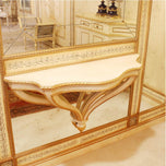 Pair of Venetian Cream-Lacquered and Parcel-Gilt Wall Consoles