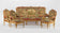 Transition Period Giltwood Salon Suite with Aubusson Tapestry: Canapé and Four Fauteuils