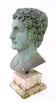 Verdigris Bronze Bust of a Classical Youth, possibly Apollo, on Marble Base
