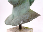 Verdigris Bronze Bust of a Classical Youth, possibly Apollo, on Marble Base